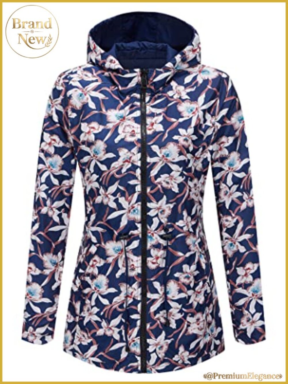 Women's Reversible Floral Bomber Jacket Waterproof Lightweight Hooded Casual